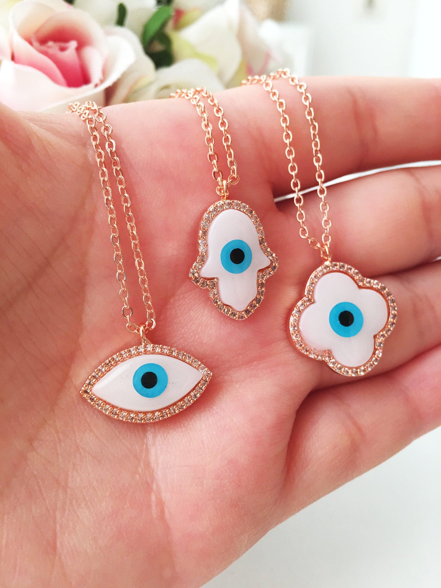 White Evil Eye Clover