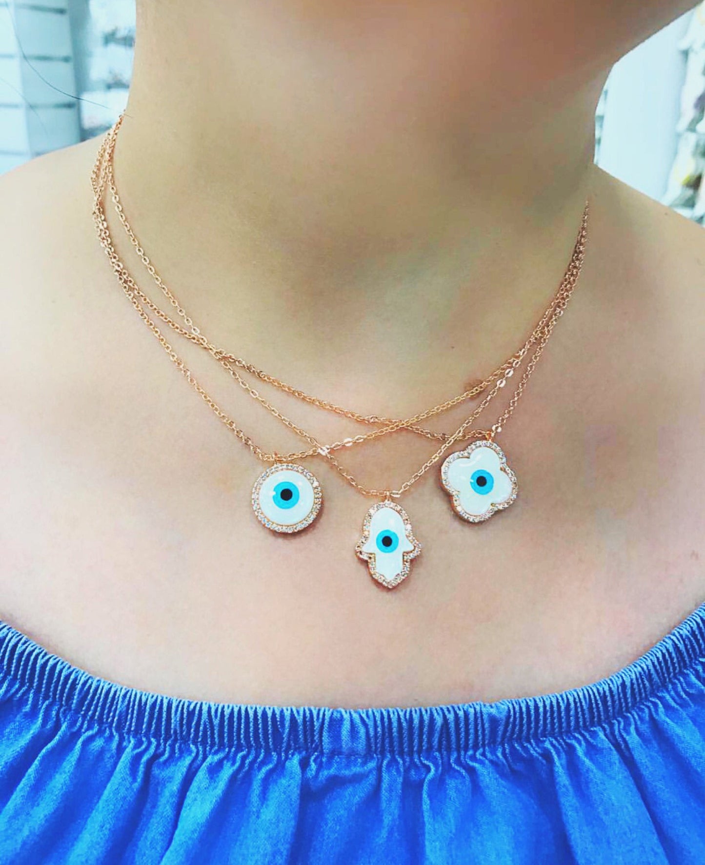 White Evil Eye Clover