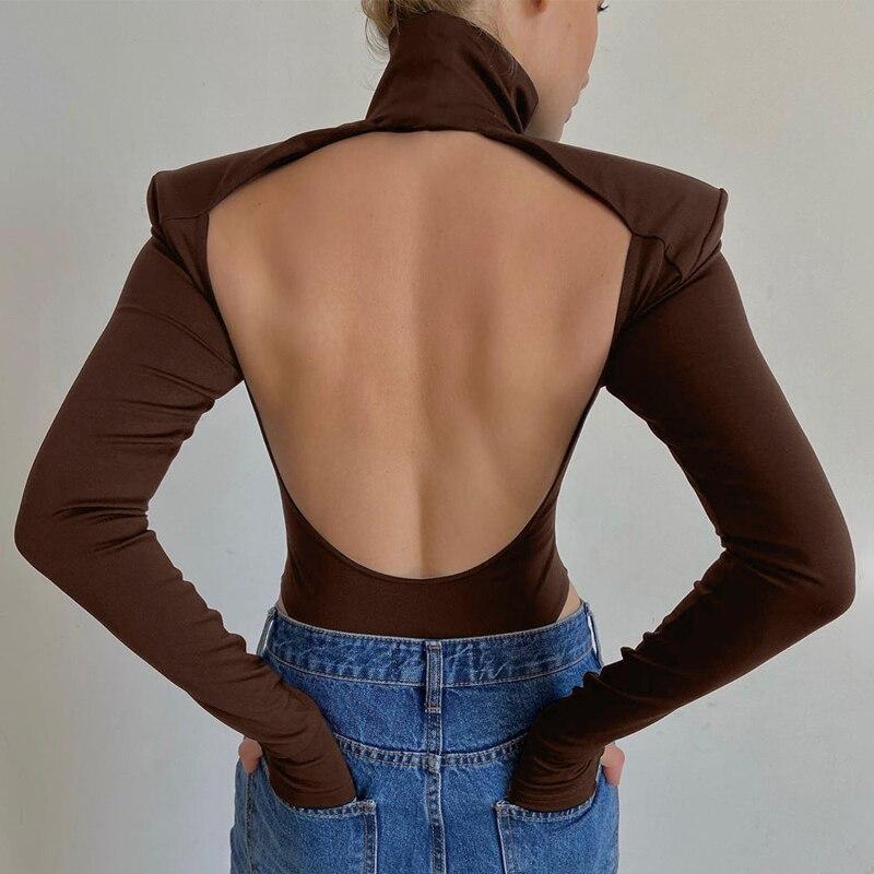 Turtleneck Backless Bodycon Bodysuit
