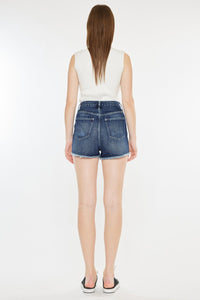 Kancan Raw Hem Button Fly Denim Shorts