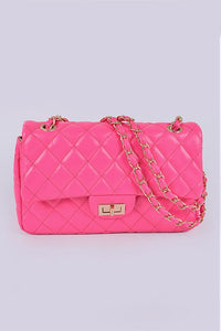 Quilted Turn Lock Convertible Shoulder Bag