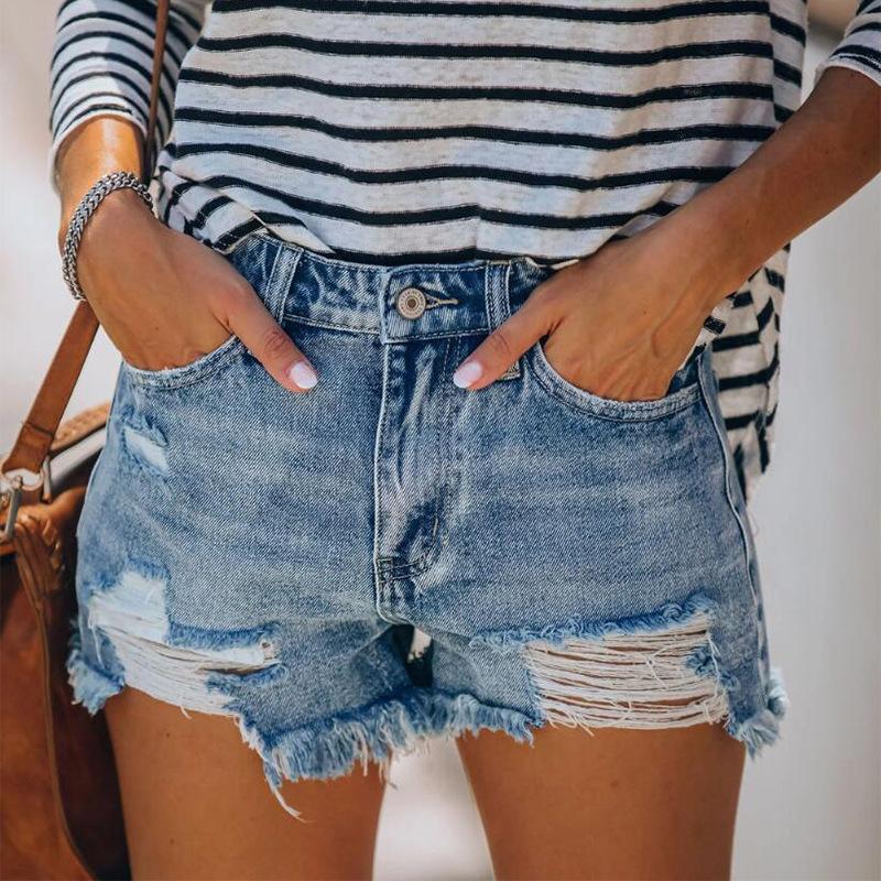 Fringe Denim Jean Shorts