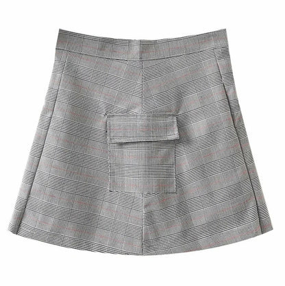 Plaid Pleated Short Skirt