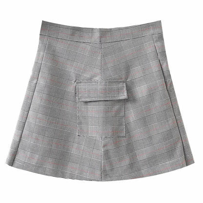 Plaid Pleated Short Skirt