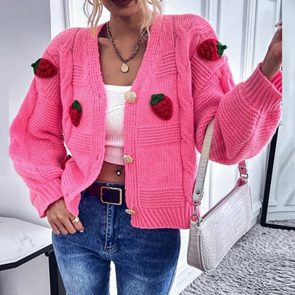 Strawberry Knitted Cardigan