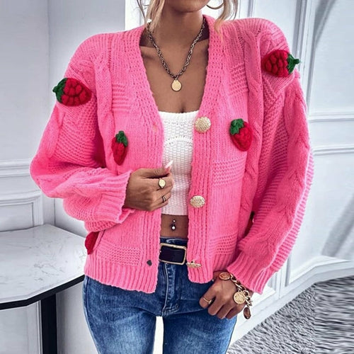 Strawberry Knitted Cardigan