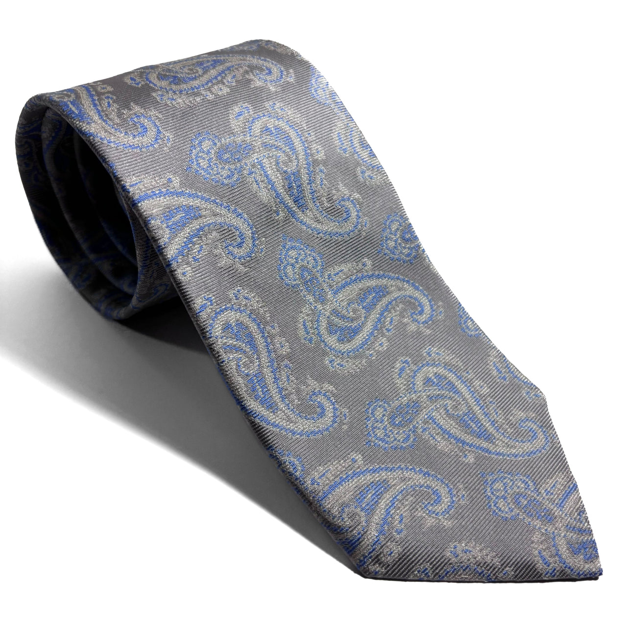 Light Gray Paisley Jacquard Silk Tie