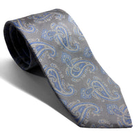 Light Gray Paisley Jacquard Silk Tie