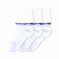 Turn Cuff Lettuce Edge Combed Cotton Seamless Toe School Uniform Socks