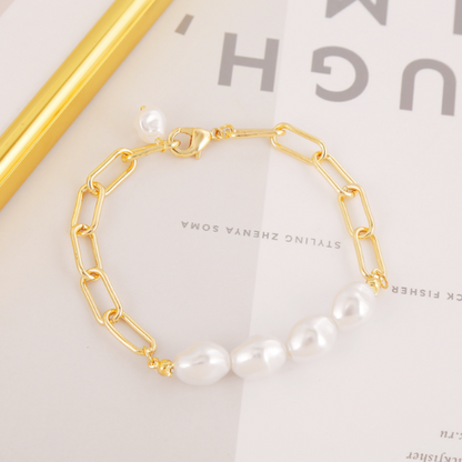 Link Faux Pearl Beads Bracelet 