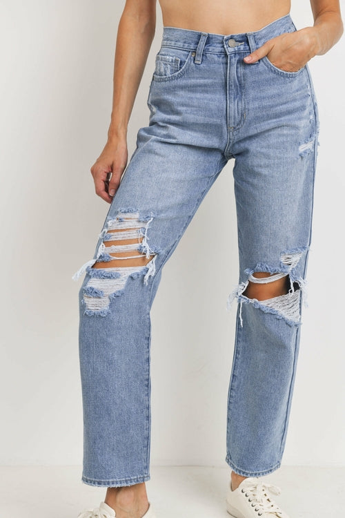 JBD HIGH WAISTED DISTRESSED LOOSE FIT JEAN