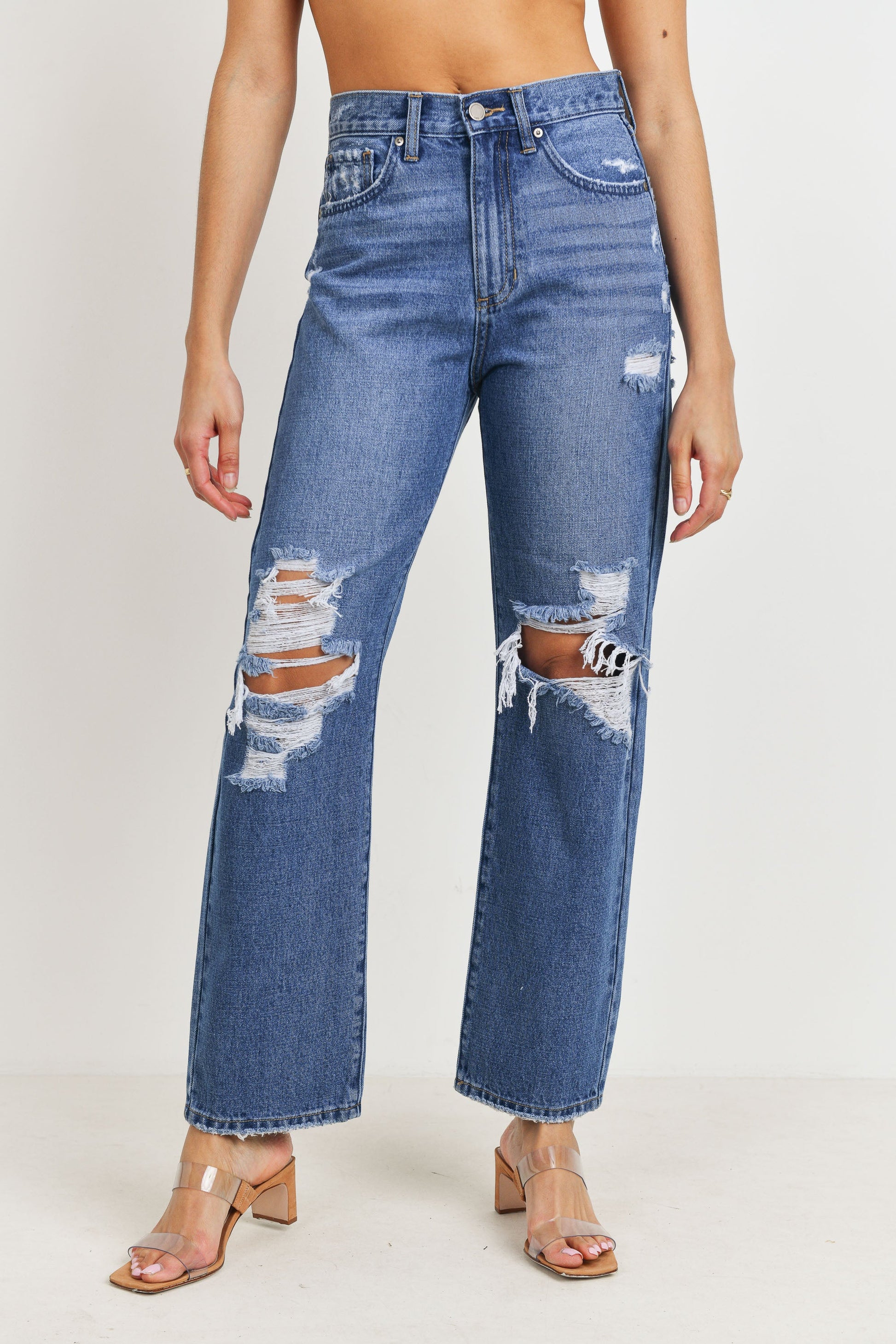 JBD HIGH WAISTED DISTRESSED LOOSE FIT JEAN