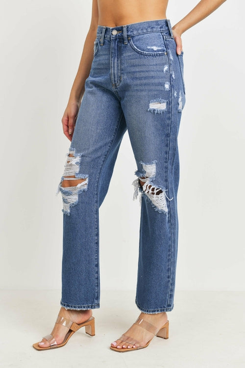 JBD HIGH WAISTED DISTRESSED LOOSE FIT JEAN