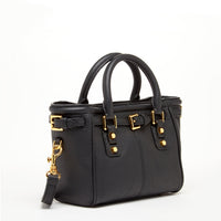 Top Handle Leather Satchel Bag Black Purse Crossbody Bag for Women