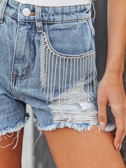 Crystal Chain Tassel Shorts