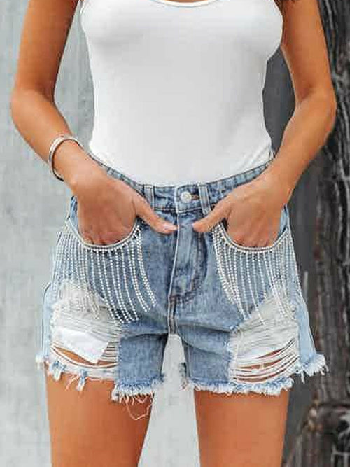 Crystal Chain Tassel Shorts