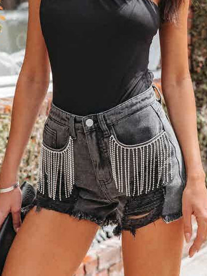 Crystal Chain Tassel Shorts