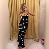 Summer Dress Polka Dot Printed Waist Controlled Sheath Sexy Ruffled