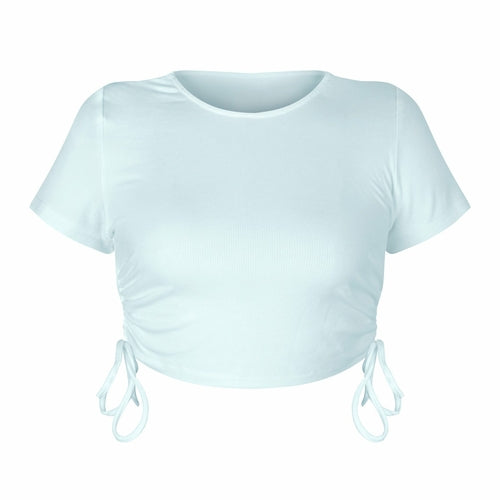 Sexy Crop Top with Drawstring Tie