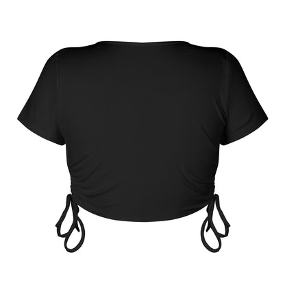 Sexy Crop Top with Drawstring Tie