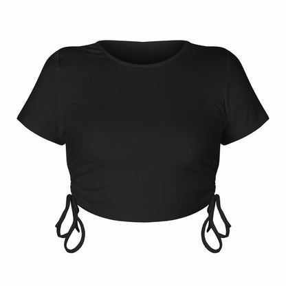 Sexy Crop Top with Drawstring Tie