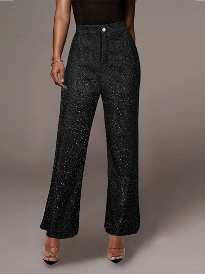 Giltter Sparkly Loose Pants Chic Celebrity Trousers