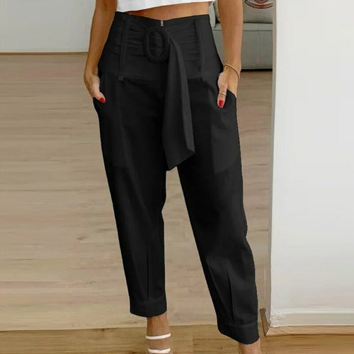 Casual Lace-up Straight Long Trousers