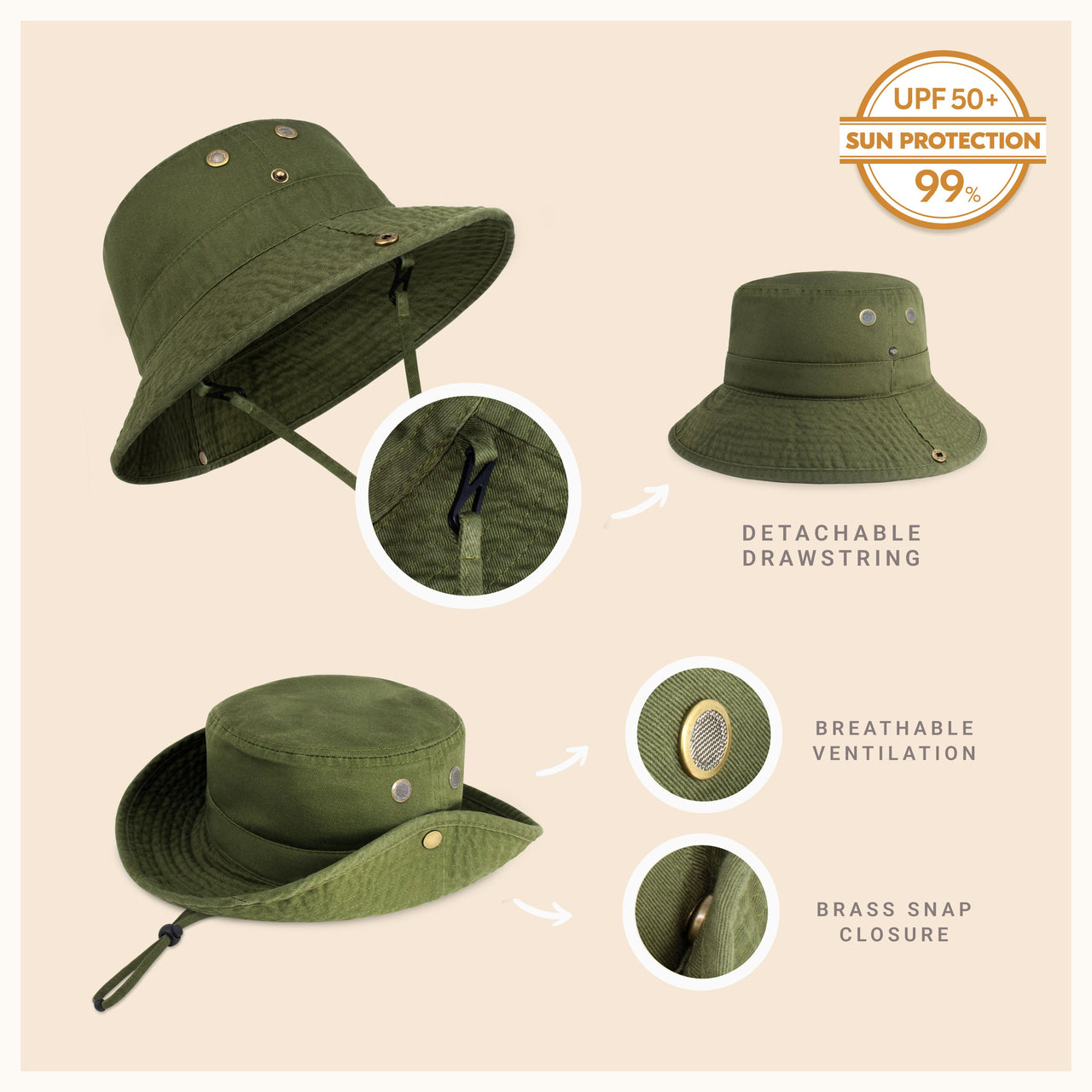 Wide Brim Bucket Hat for Summer – Cotton UPF Protection & Adjustable