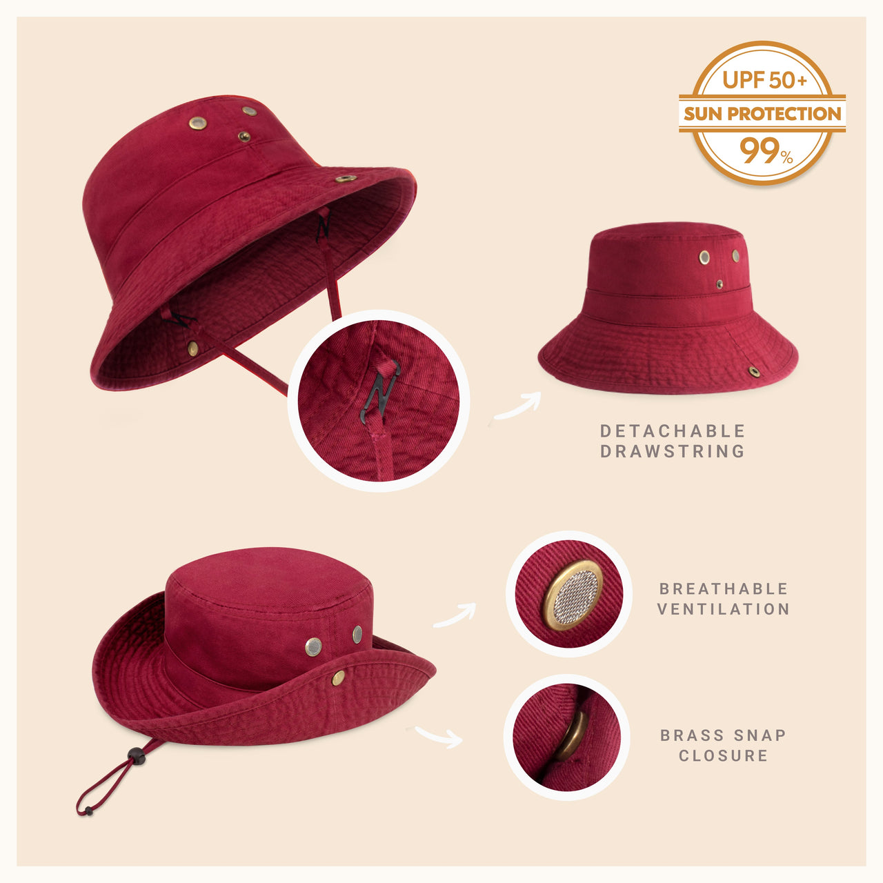 Wide Brim Bucket Hat for Summer – Cotton UPF Protection & Adjustable