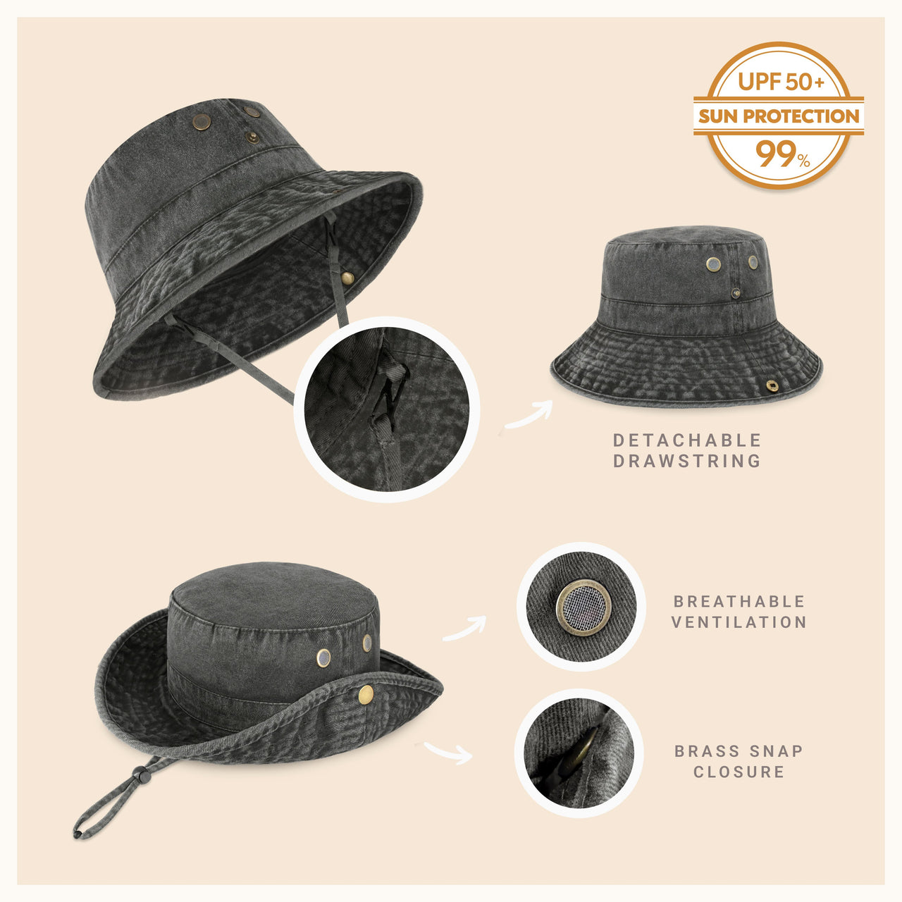 Wide Brim Bucket Hat for Summer – Cotton UPF Protection & Adjustable