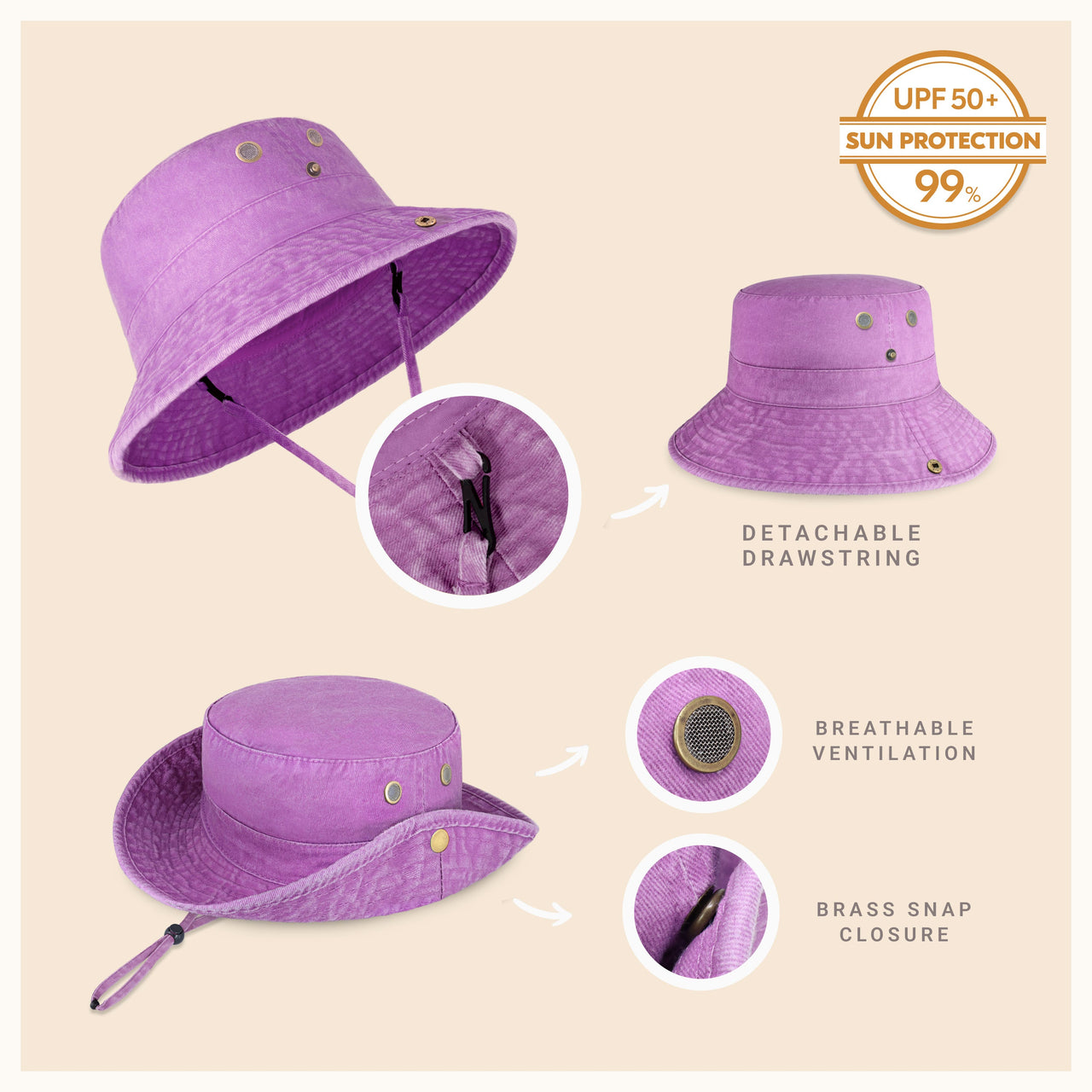 Wide Brim Bucket Hat for Summer – Cotton UPF Protection & Adjustable