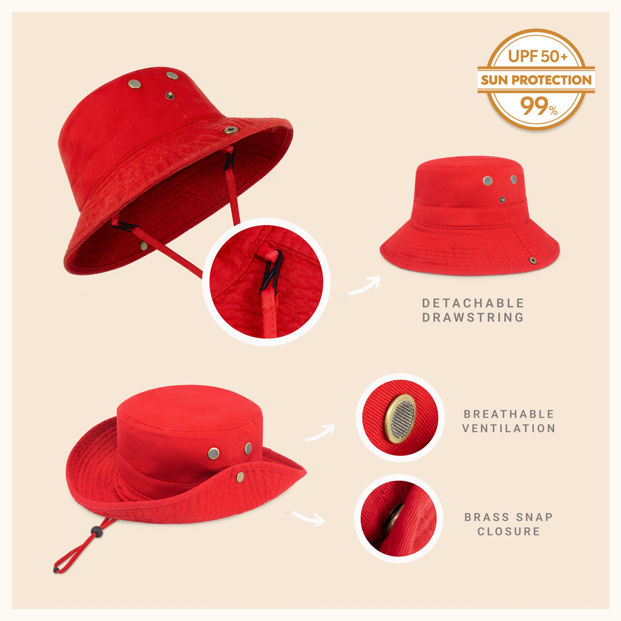 Wide Brim Bucket Hat for Summer – Cotton UPF Protection & Adjustable