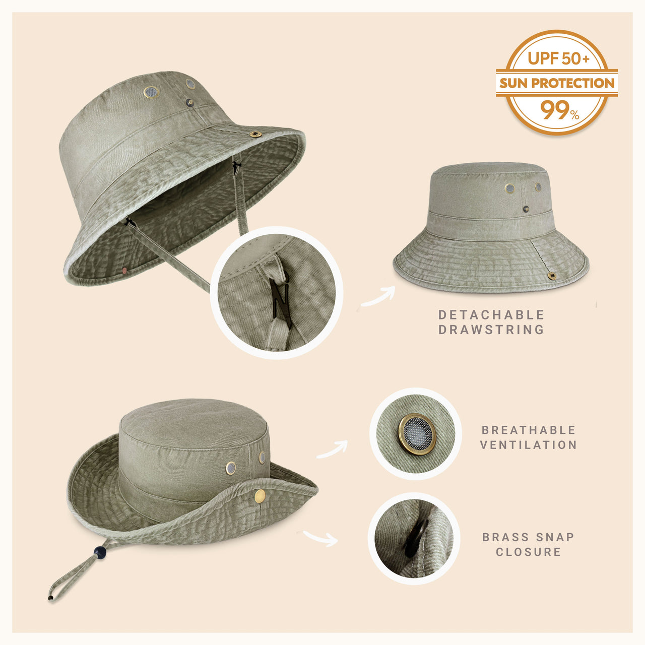 Wide Brim Bucket Hat for Summer – Cotton UPF Protection & Adjustable