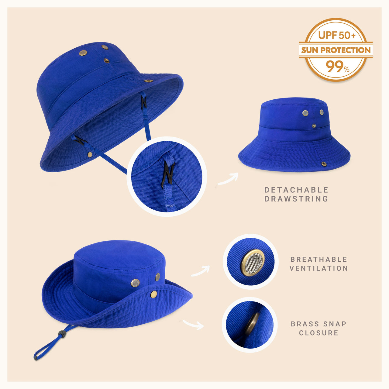 Wide Brim Bucket Hat for Summer – Cotton UPF Protection & Adjustable