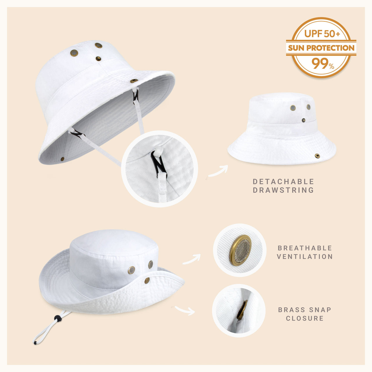 Wide Brim Bucket Hat for Summer – Cotton UPF Protection & Adjustable