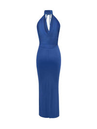 Backless Lace Up Back Sleeveless Maxi Dress