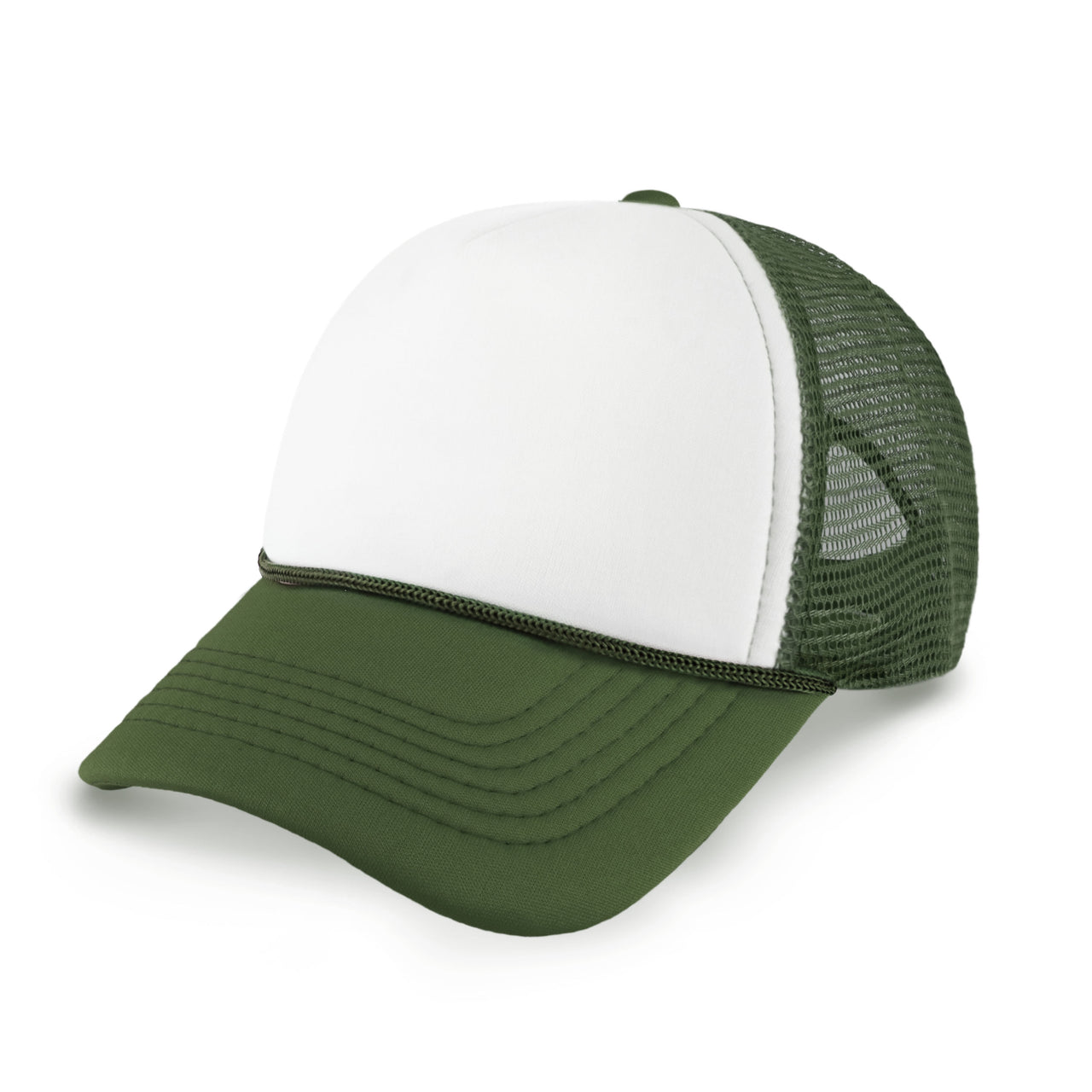 Two-Tone Foam Trucker Cap with Rope – Adjustable Mesh Trucker Hat