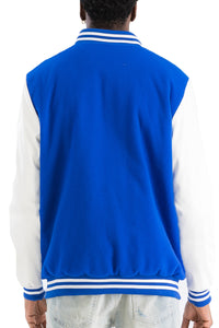 Melton Varsity Letterman Jacket Faux Royal White Team Jacket BJ222