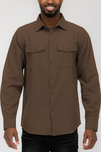 Plain Staple Plaid Brushed Flannel Shirt Jacket Shacket FL201