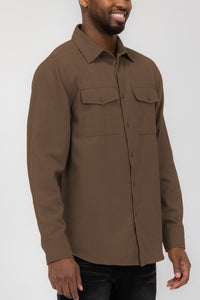 Plain Staple Plaid Brushed Flannel Shirt Jacket Shacket FL201