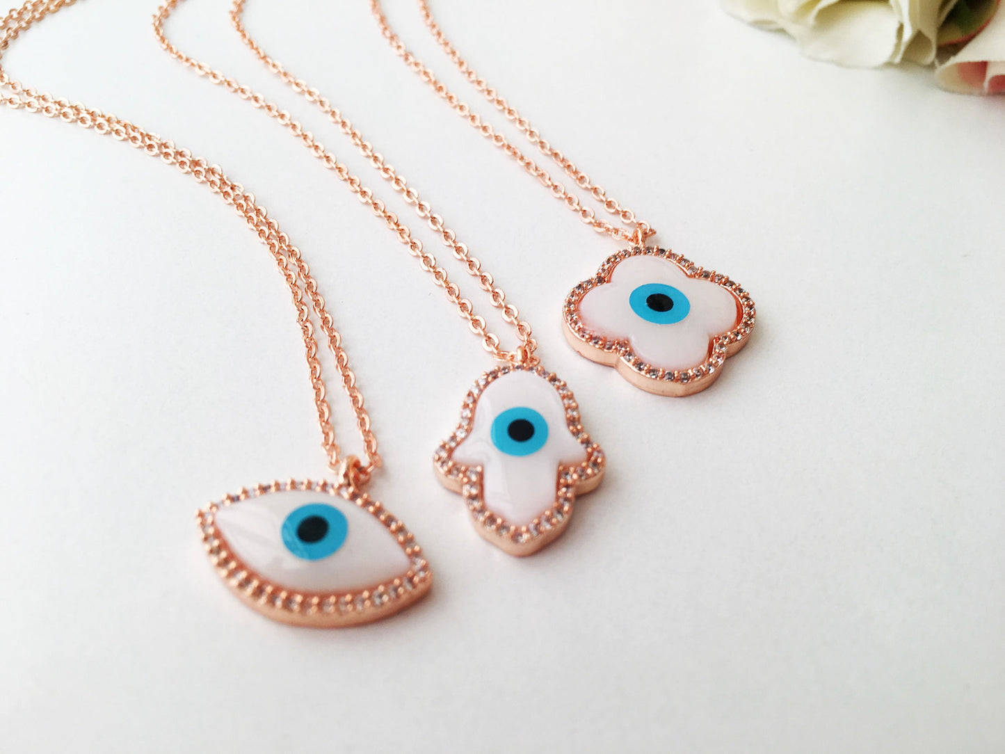 White Evil Eye Clover 