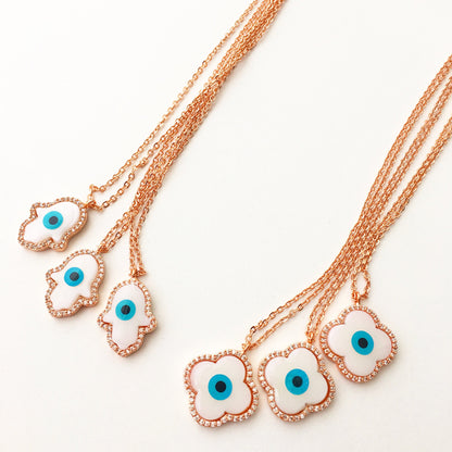 White Evil Eye Clover 