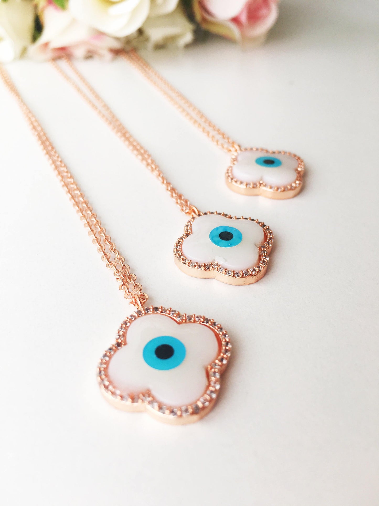 White Evil Eye Clover 