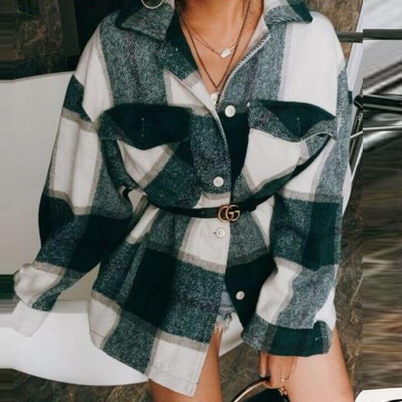 Thick Long Plaid Print Jacket