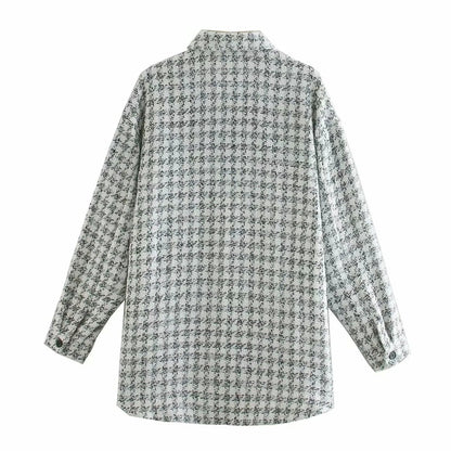 Vintage Plaid Long Sleeve Jacket Coat