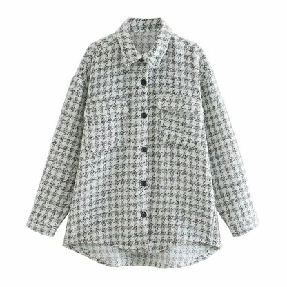 Vintage Plaid Long Sleeve Jacket Coat