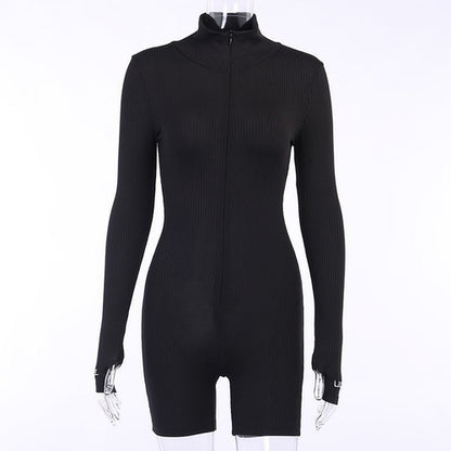 Ribbed Turtleneck Sport Wear Casual Jumpsuit