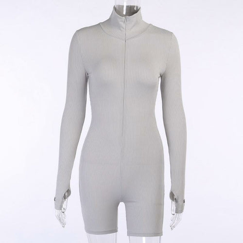 Ribbed Turtleneck Sport Wear Casual Jumpsuit