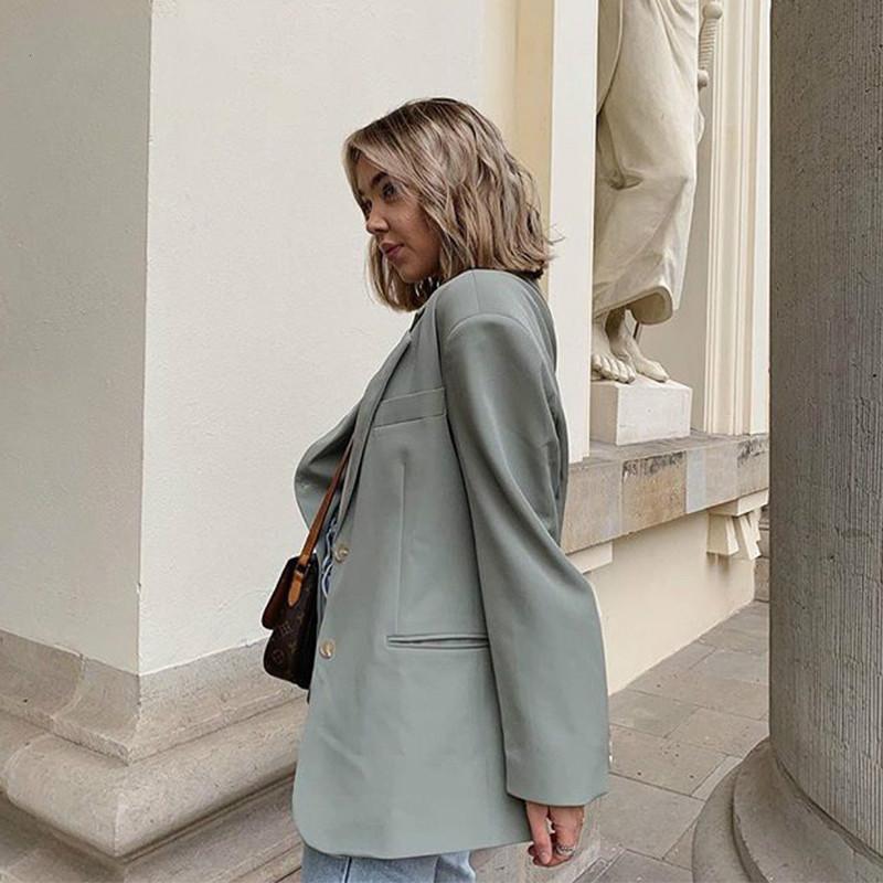 Oversize Blazer Dress Long Sleeve Fashion Jacket Solid Mini