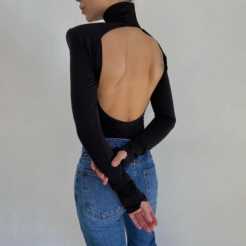 Turtleneck Backless Bodycon Bodysuit